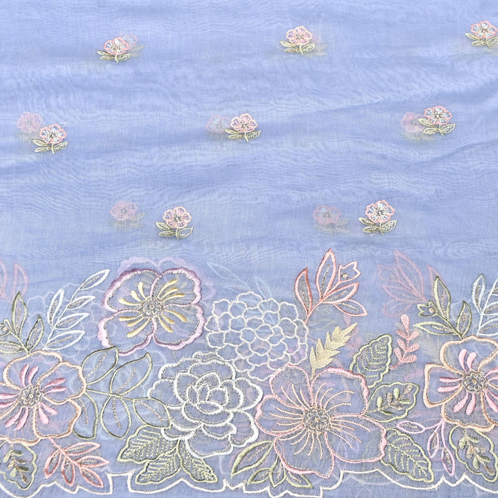 Mul Chanderi Floral Thread & Zari Embroidery Fabric – Designer Summer Fabric HC0041-3