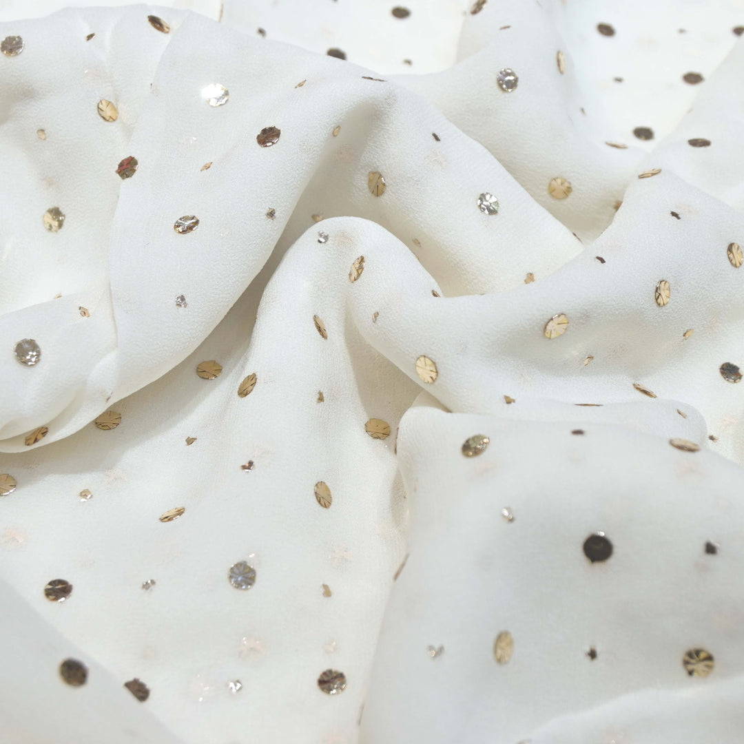 60gm Georgette Ghana Tikki Dana Mukaish Hand Work Fabrics