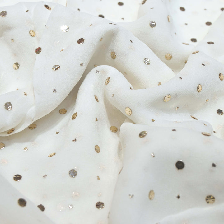 60gm Georgette Ghana Tikki Dana Mukaish Hand Work Fabrics