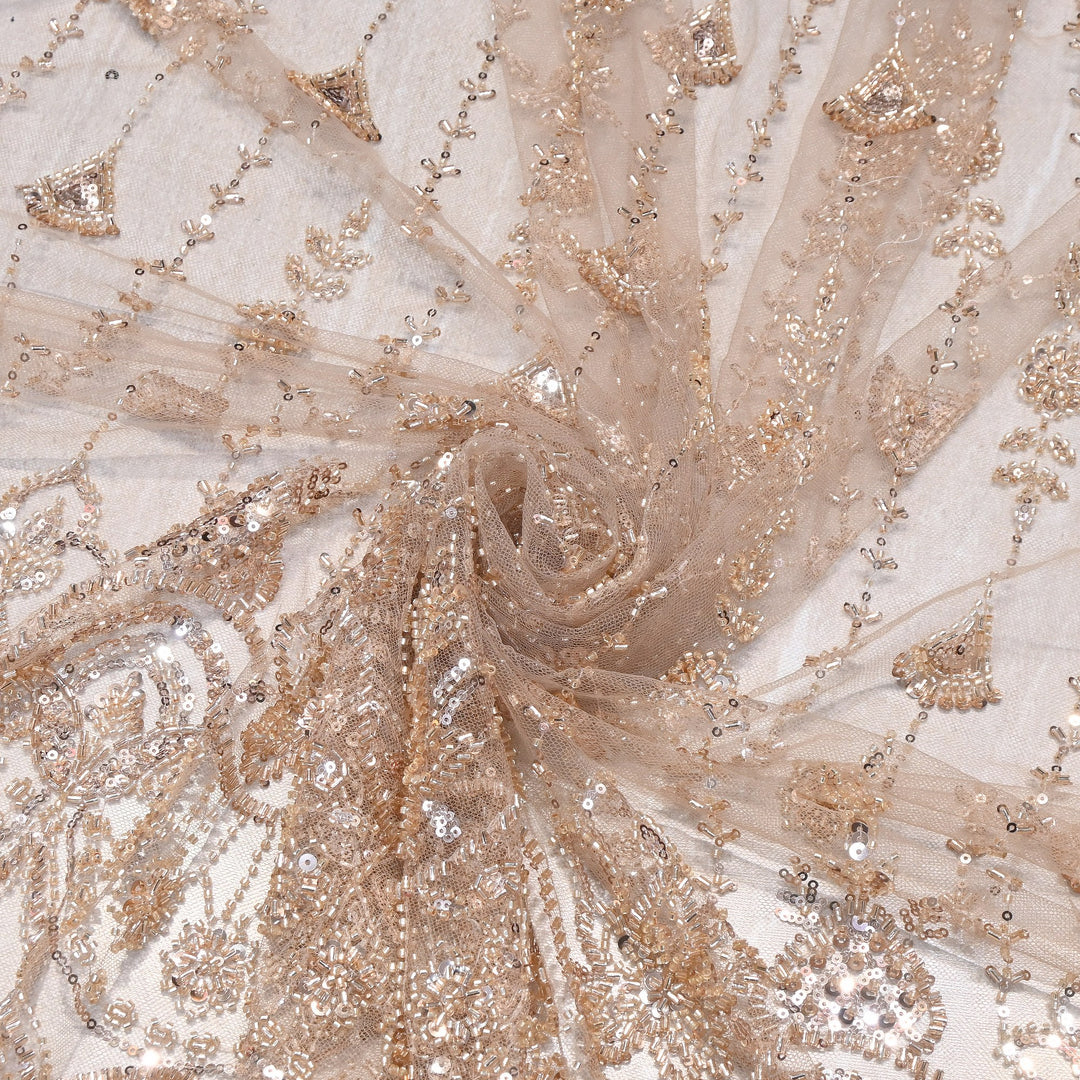 Premium Imported Heavy Beaded & Sequin Embroidery Net Fabric- 8828238-01