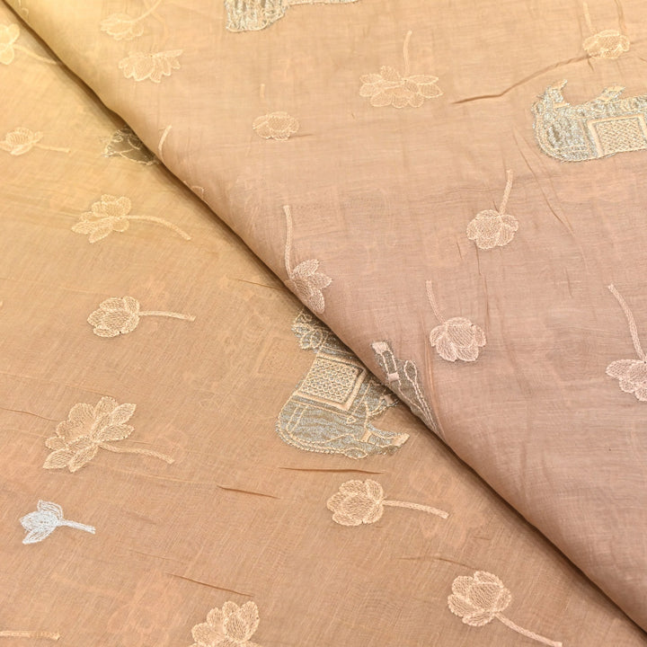 4D Shaded Mul Chanderi Embroidery Fabric-Designer Fabrics GP4049-2