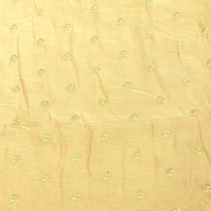 Dyed Cotton Chanderi Foil Embroidery Fabric