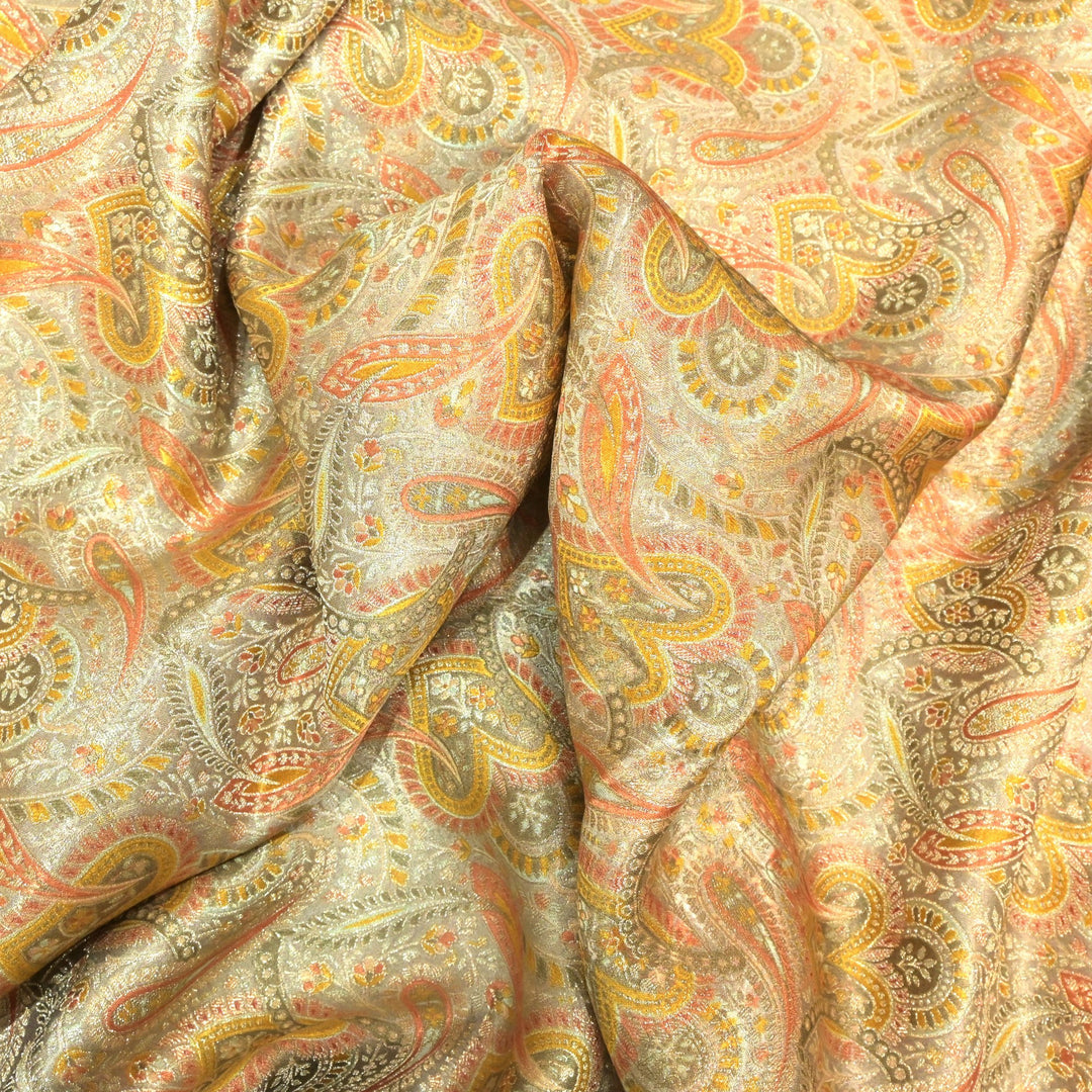 Gajji Satin Position Print Zari Jacquard Fabrics