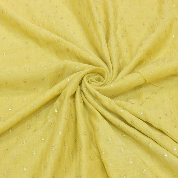 Premium Mul Chanderi Thread With Sequins Embroidery Fabrics