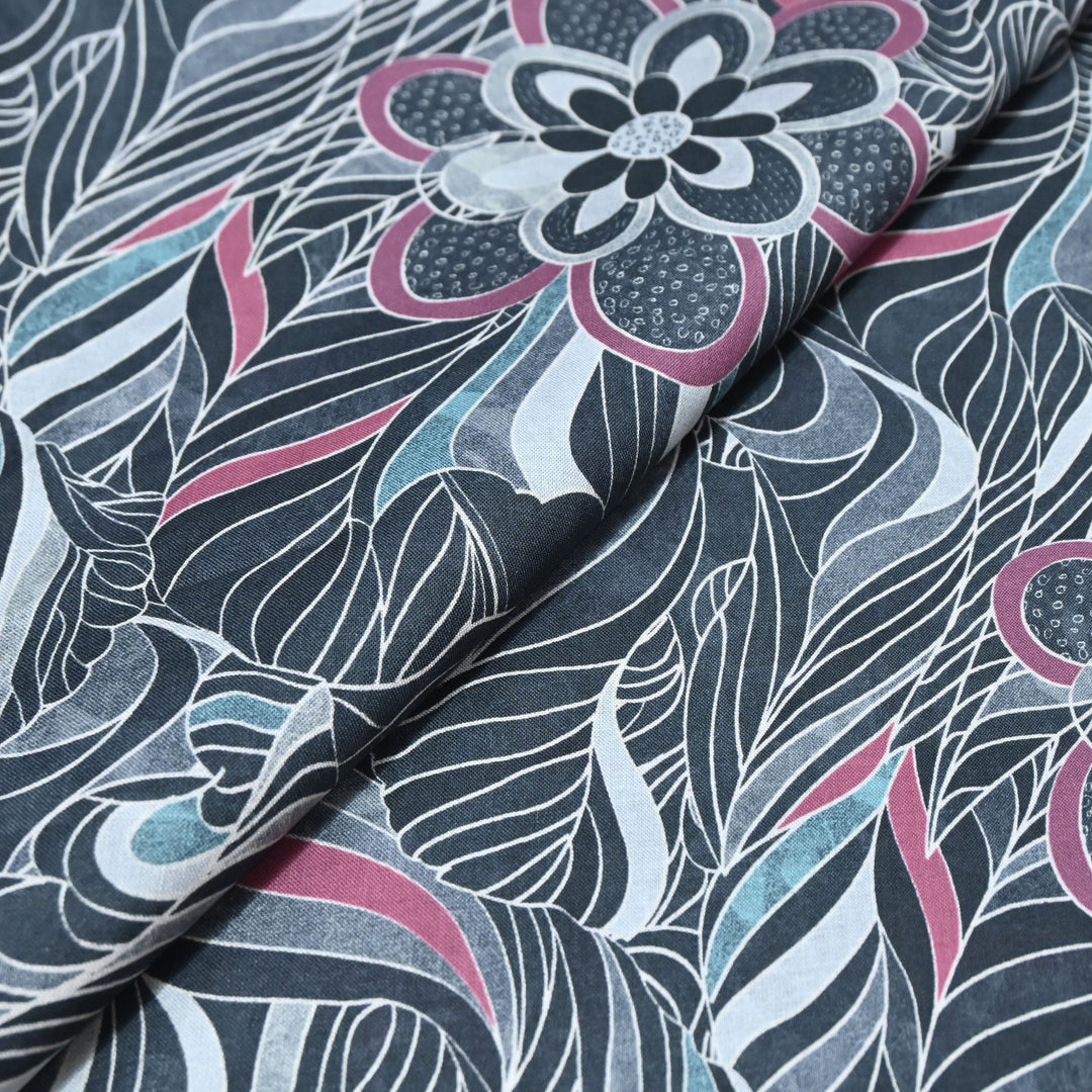 Eve Black Italian Lawn Print Fabric