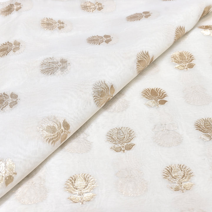 Banarasi Chanderi Gold Mat Zari Fabric – Premium Designer Ethnic Wear Fabric 000313-8