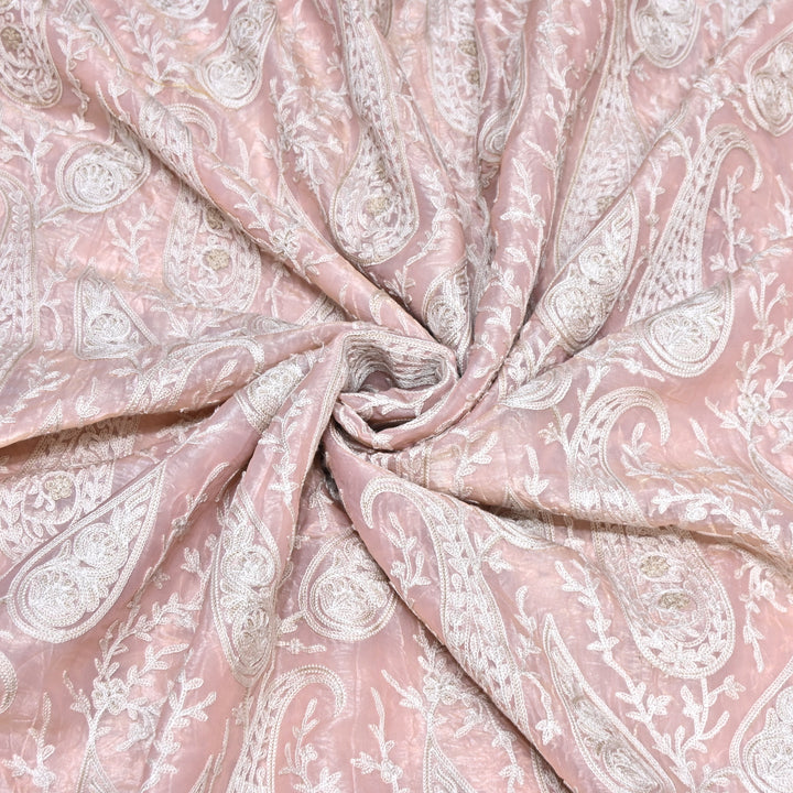 Fendi Organza Thread Embroidery Fabric – Elegant Designer Party Wear Fabric - F81399 - 02