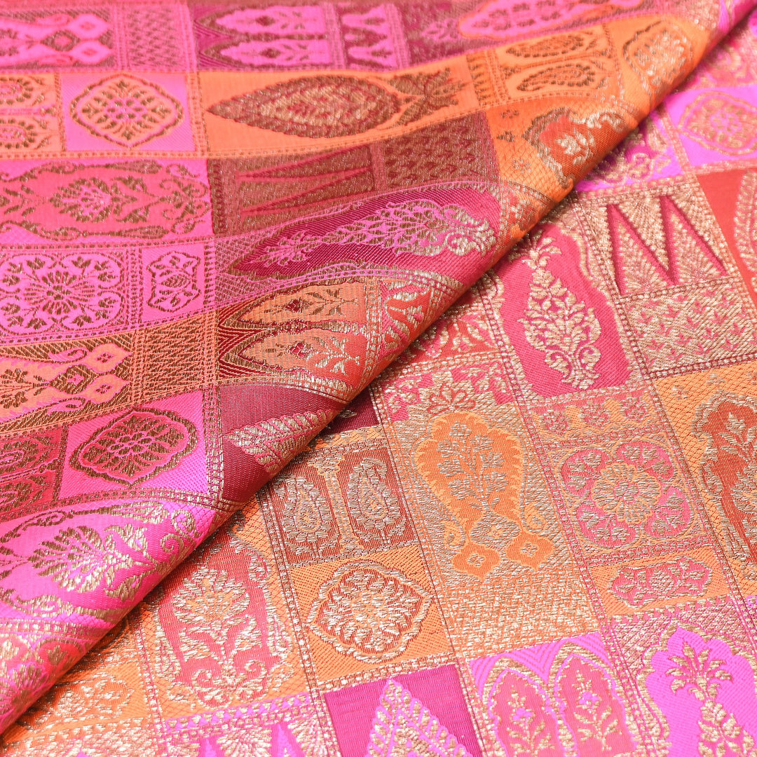Multi Rangoli Brocade Fabric – Premium Zari Woven Designer Brocade Fabric 001006-A17