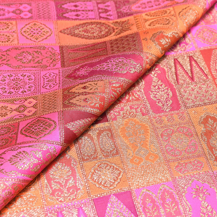 Multi Rangoli Brocade Fabric – Premium Zari Woven Designer Brocade Fabric 001006-A17