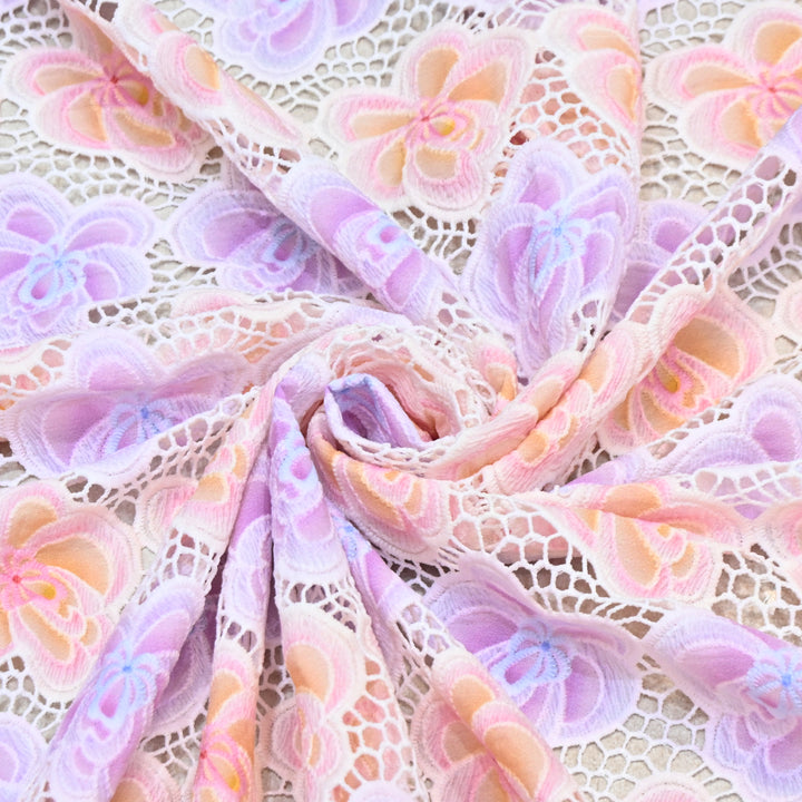 Imported Premium Crepe Cutwork Embroidery Fabric – Floral Designer Soft Crepe Material-TD0C84-3C