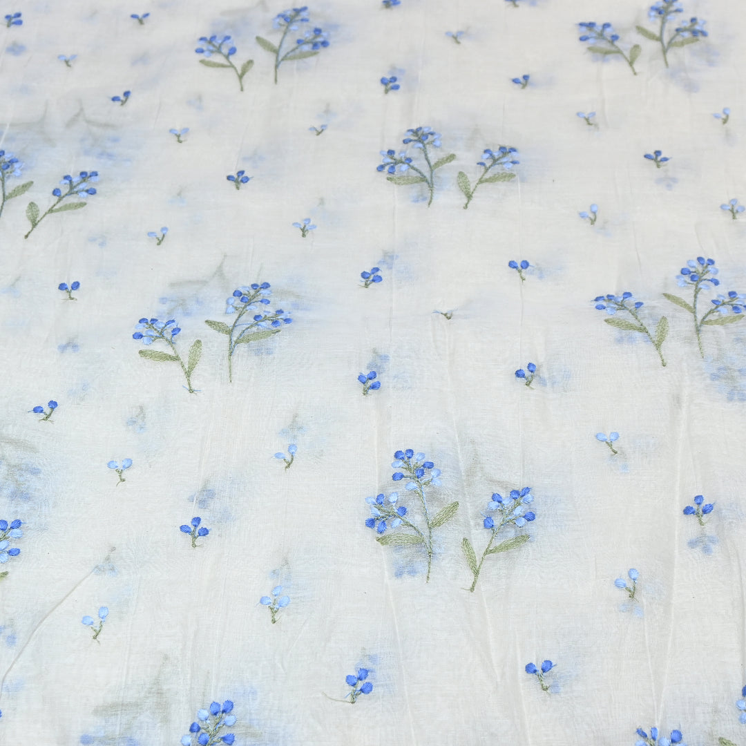 Dyeable Mul Chanderi Thread Embroidery Fabric – Soft Summer Designer Fabric-MF8212-1