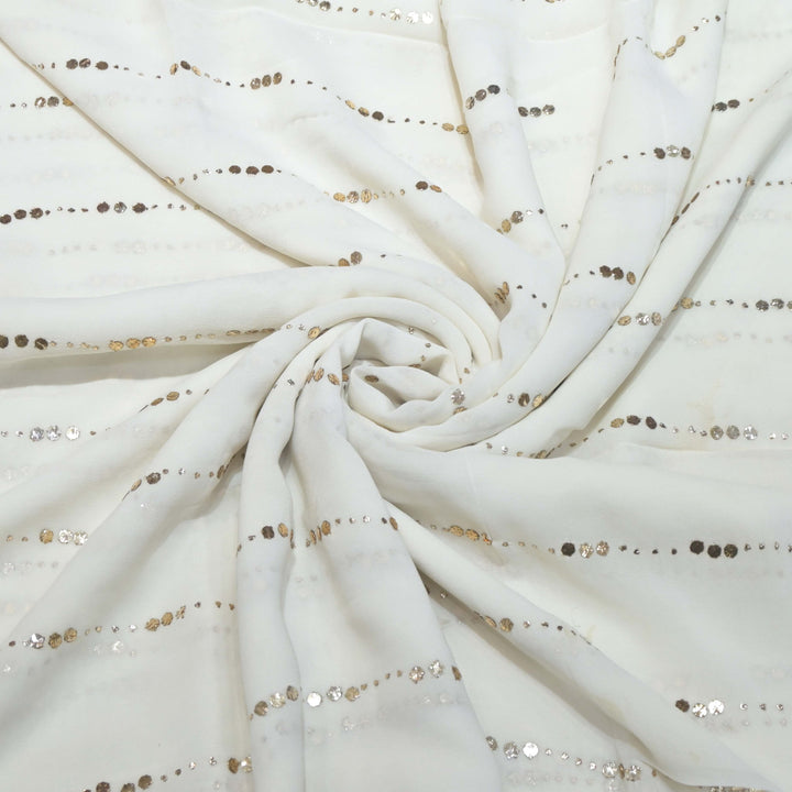 60gm Georgette Tikki Dana Stripe Mukaish Hand Work Fabrics
