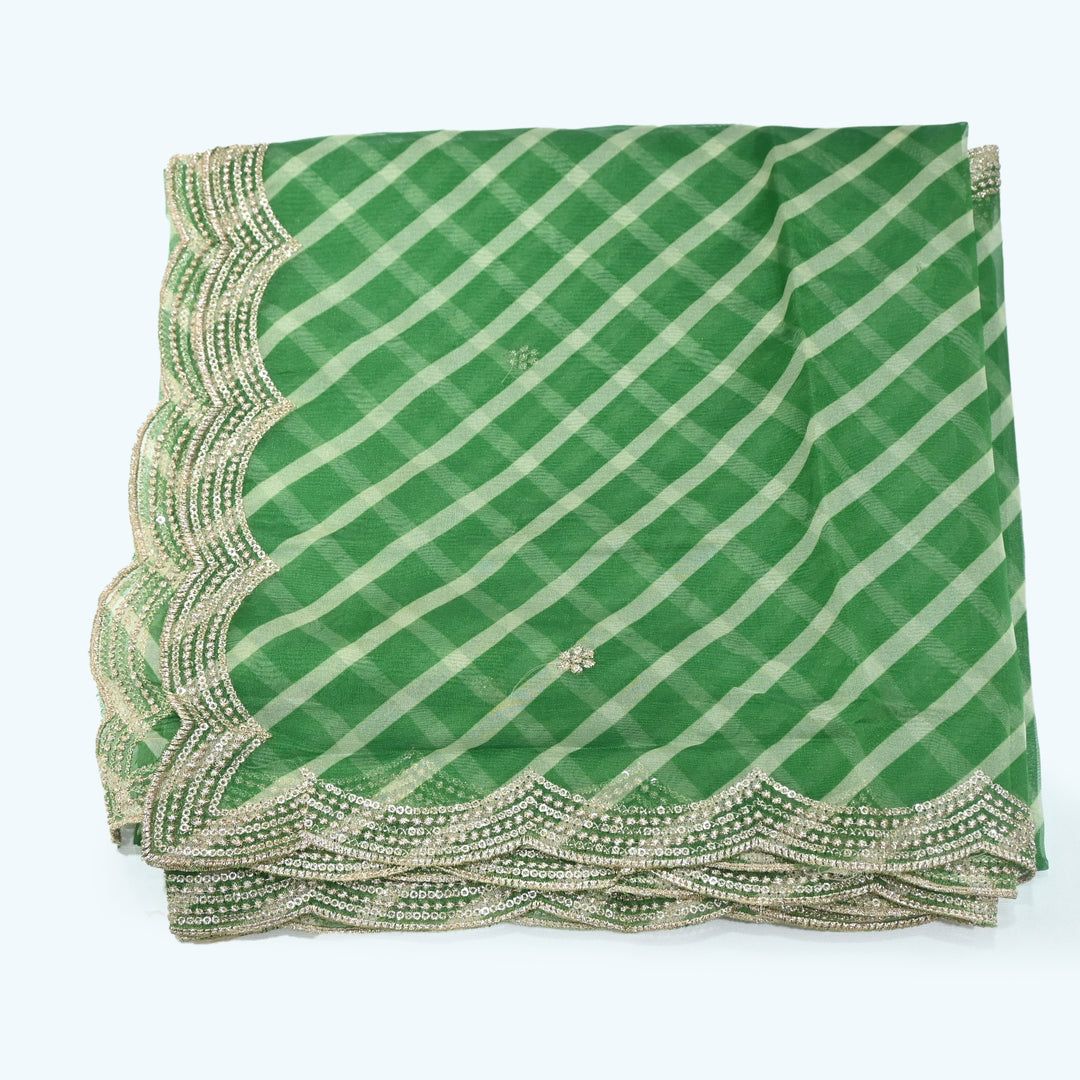 Medium Forest Green Colour Organza Sequence With Zari Dupatta (Copy)