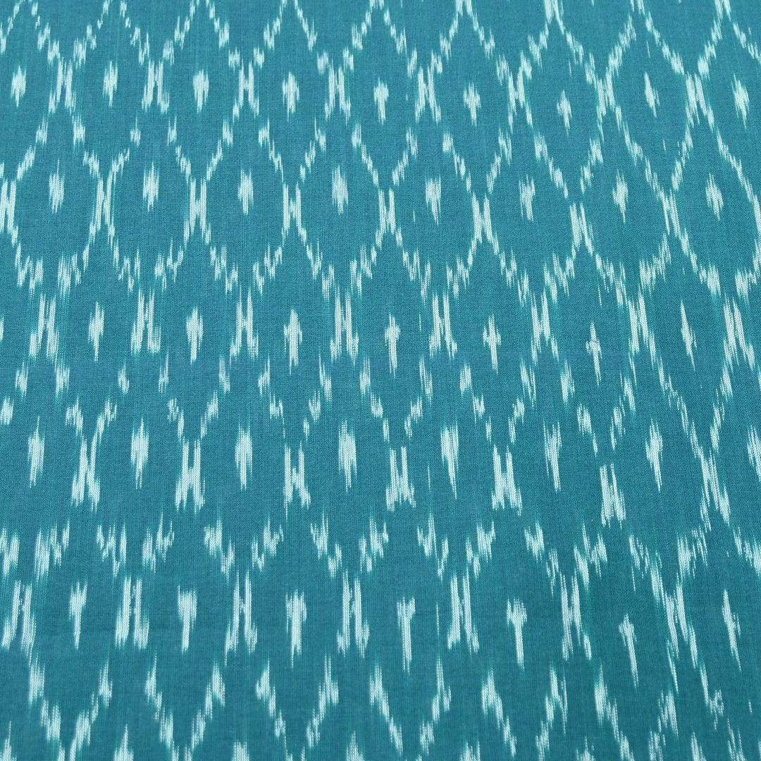 Greenish Blue Pure Ikkat Print Fabric-VH0065-10