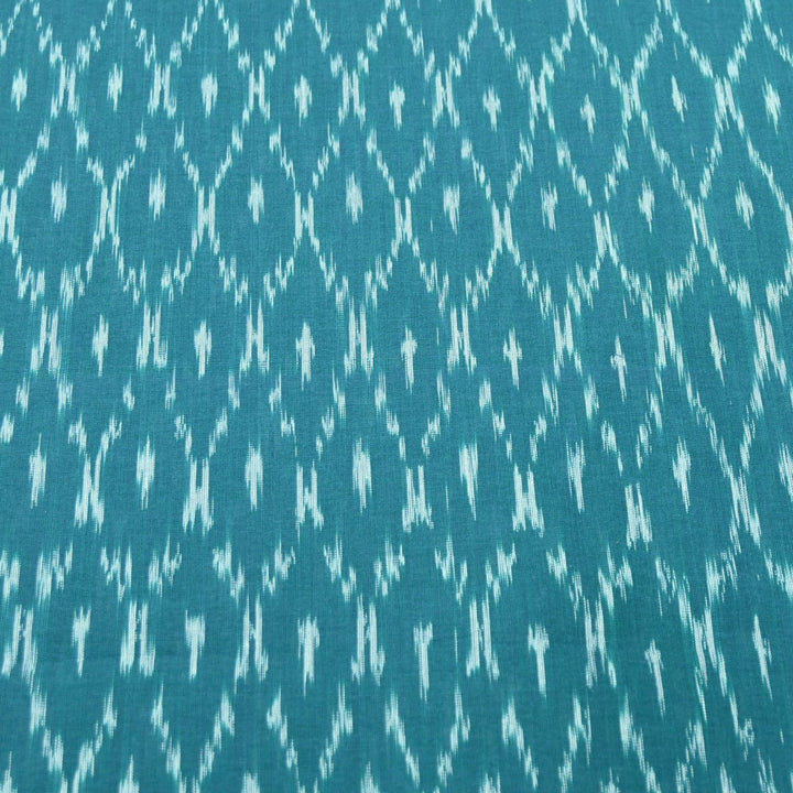 Greenish Blue Pure Ikkat Print Fabric-VH0065-10