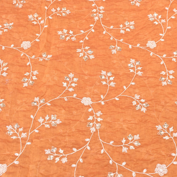 Premium Cotton Chanderi Moti Sequins Embroidery Fabric