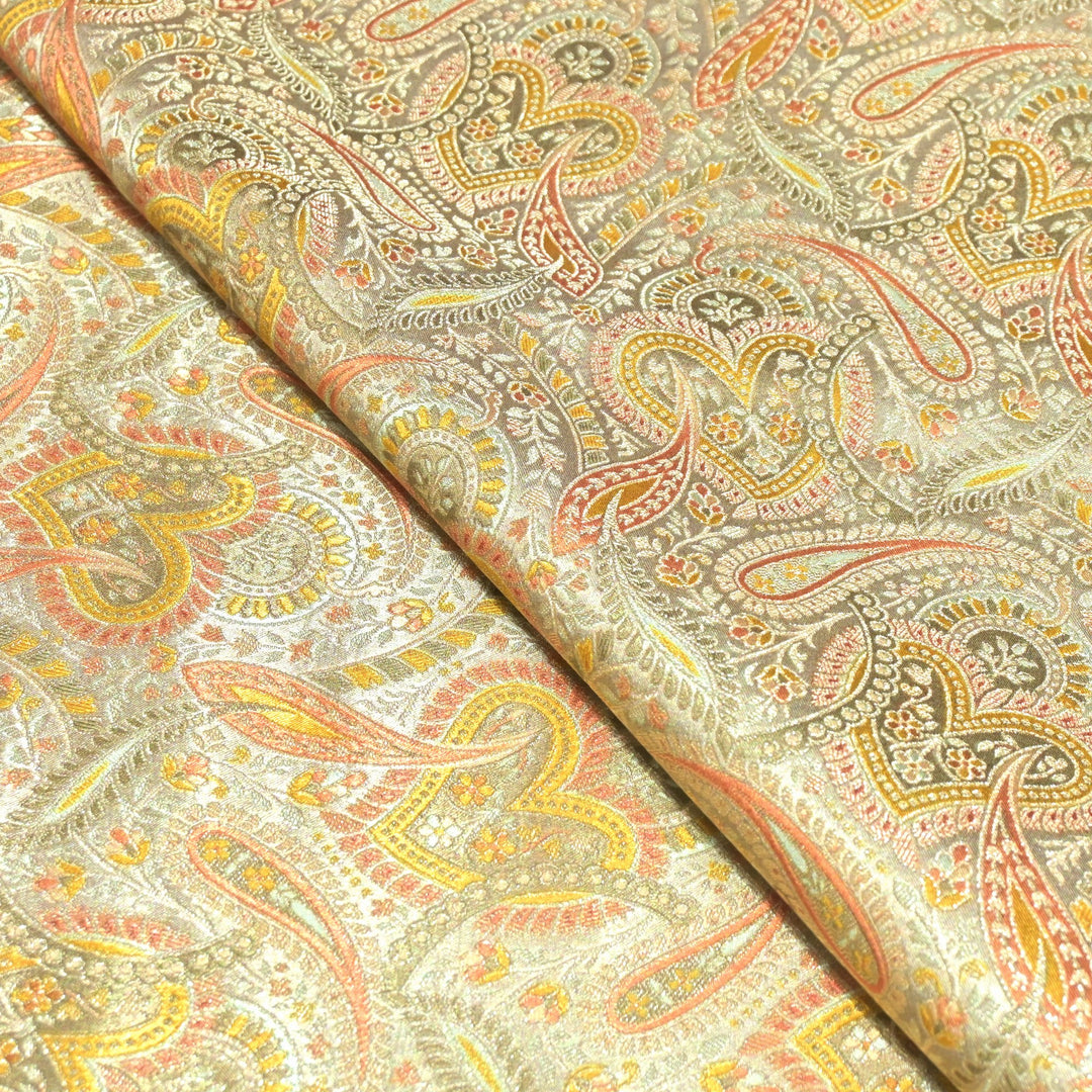 Gajji Satin Position Print Zari Jacquard Fabrics