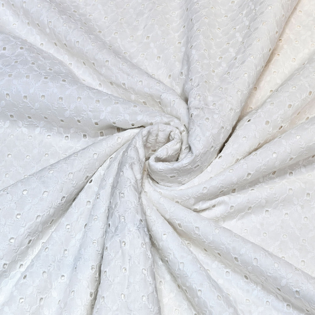 Cotton Chikan Cutwork Fabric- Lightweight Designer Embroidery Fabric- SIF145-3