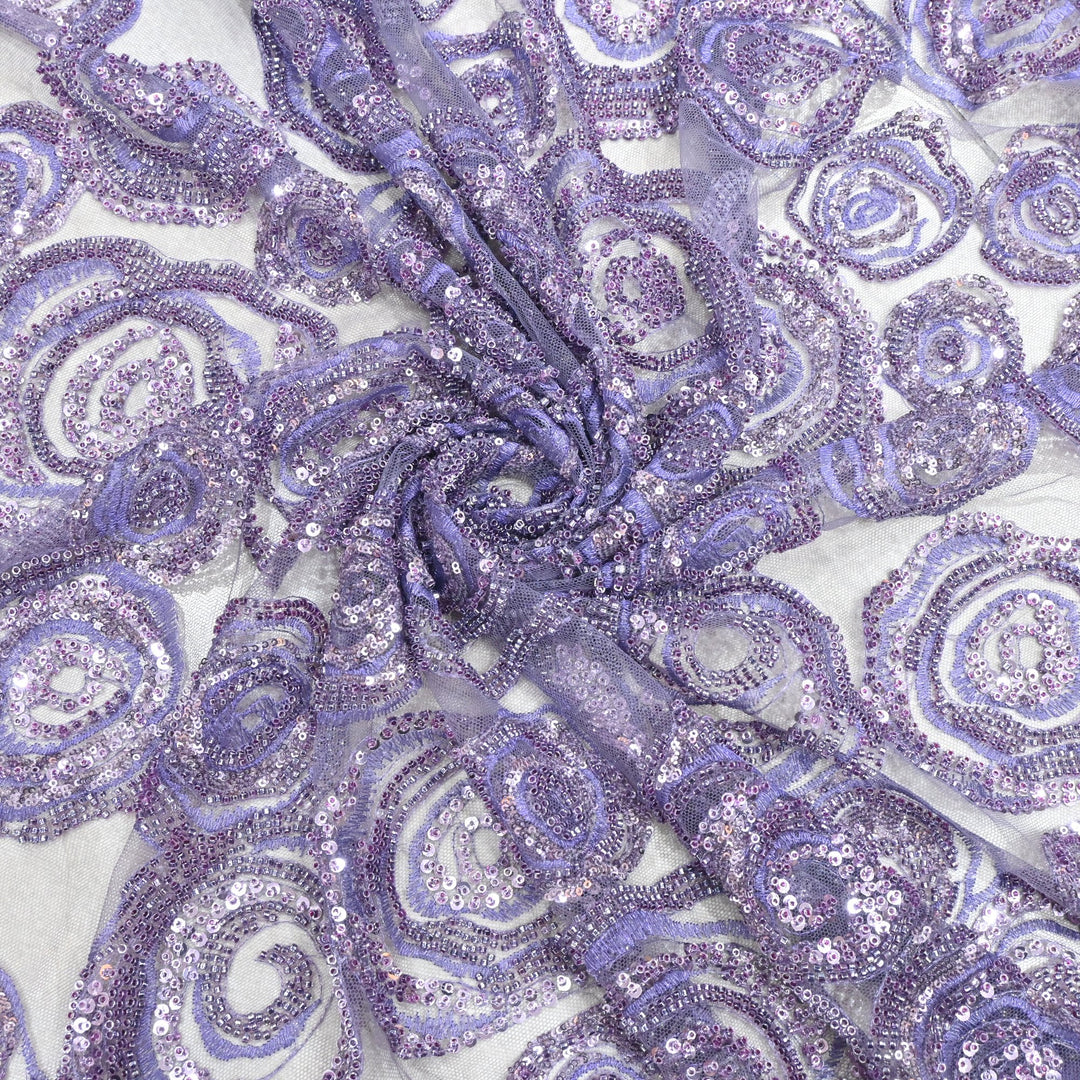 Cut Dana Sequins Embroidered Fabric on Imported Net