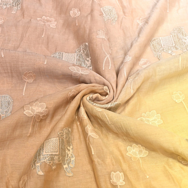 4D Shaded Mul Chanderi Embroidery Fabric-Designer Fabrics GP4049-2