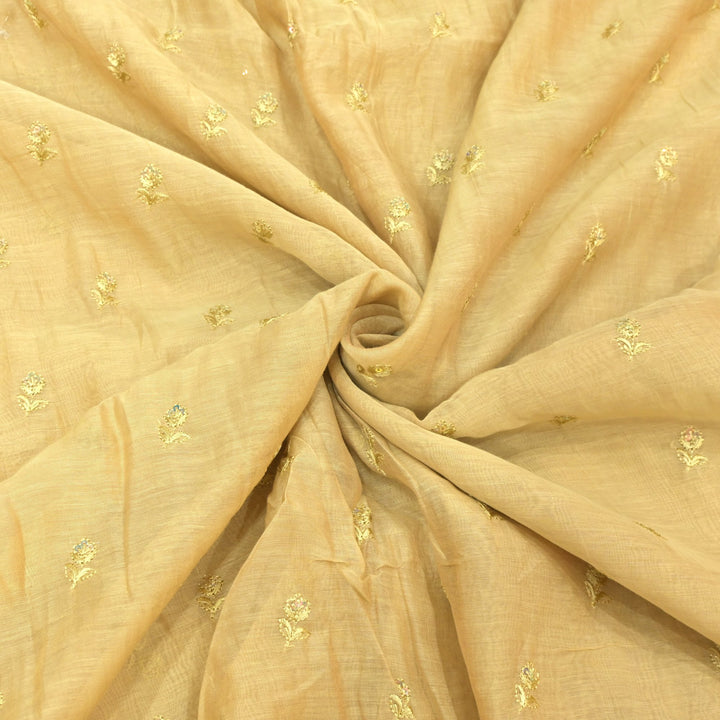 Dyed Cotton Chanderi Foil Embroidery Fabric
