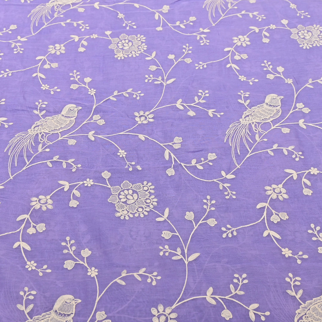 LAVENDER PURPLE COLOR MUL CHANDERI THREAD EMBROIDERY FABRIC GP4120-6