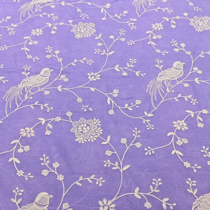 LAVENDER PURPLE COLOR MUL CHANDERI THREAD EMBROIDERY FABRIC GP4120-6