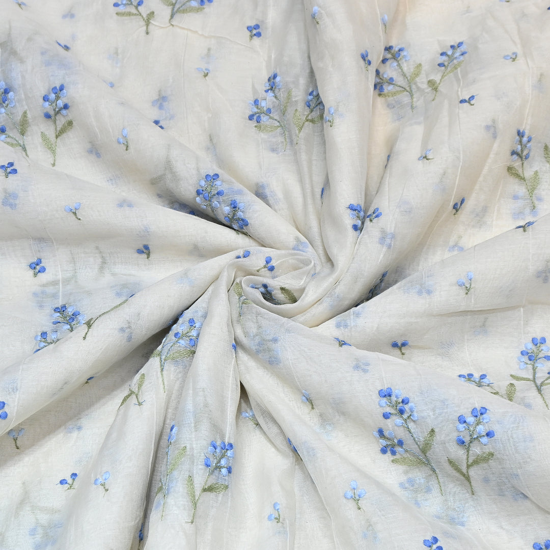 Dyeable Mul Chanderi Thread Embroidery Fabric – Soft Summer Designer Fabric-MF8212-1