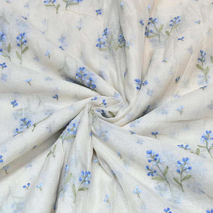 Dyeable Mul Chanderi Thread Embroidery Fabric – Soft Summer Designer Fabric-MF8212-1