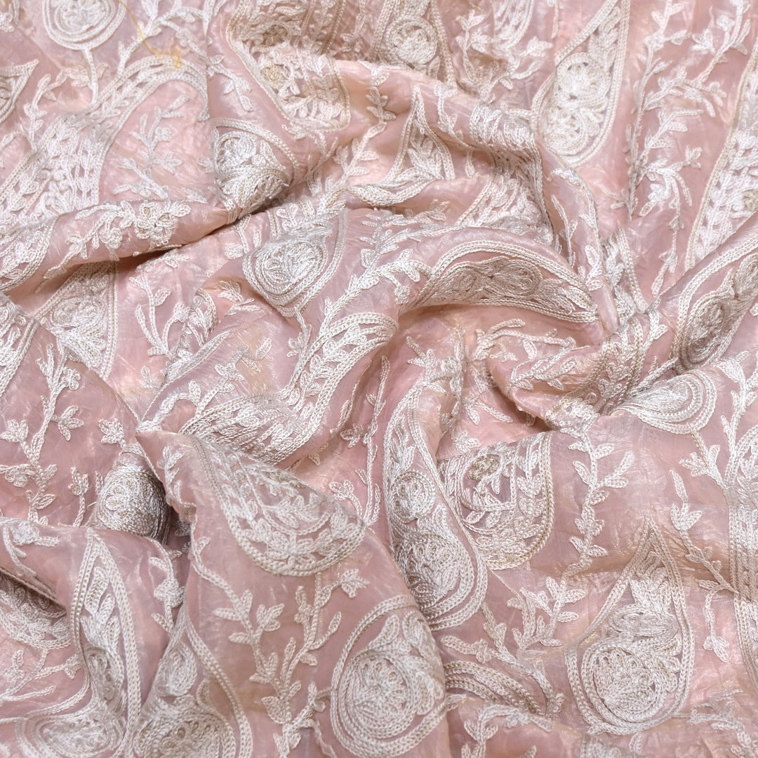 Fendi Organza Thread Embroidery Fabric – Elegant Designer Party Wear Fabric - F81399 - 02