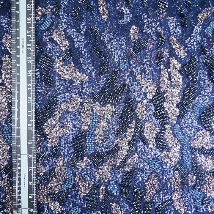 Navy Blue Net Imported Embroidery Fabric.|21750