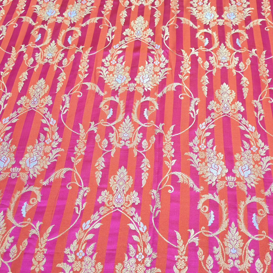 Pink Bouganvillia Mina Zari Brocade Fabric