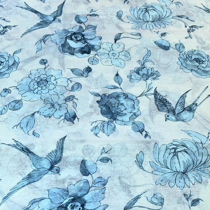 Mul Chanderi Digital Print Fabric - Soft Lightweight Designer Fabric GT0185-1I