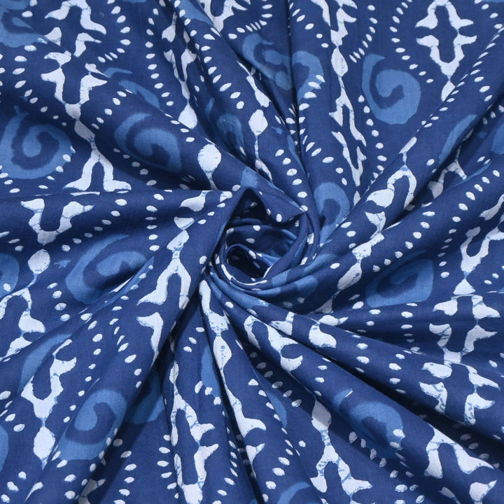 Indigo Blue Cotton Printed Fabric