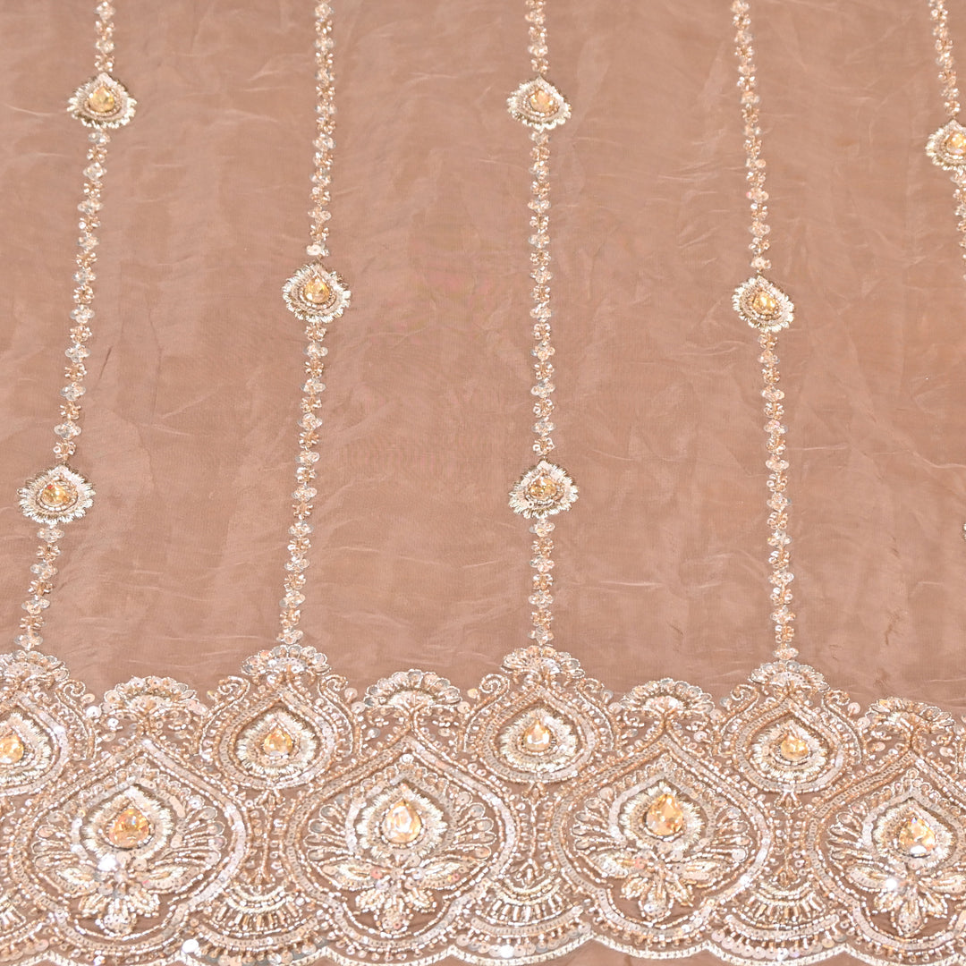 Mocha Brown Fabric with Zari, Cutdana & Sequins Embroidery