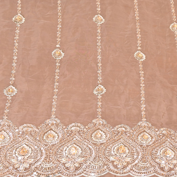 Mocha Brown Fabric with Zari, Cutdana & Sequins Embroidery