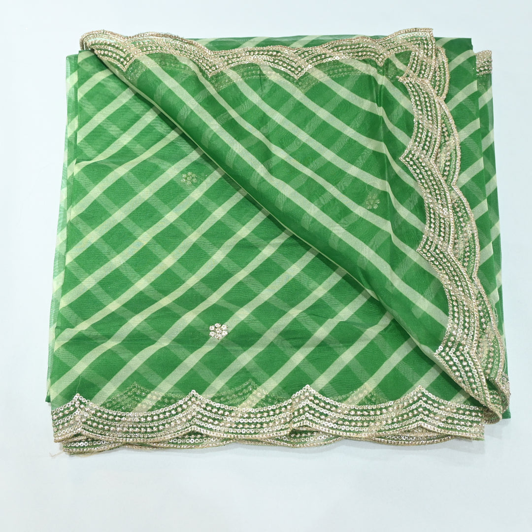 Medium Forest Green Colour Organza Sequence With Zari Dupatta (Copy)