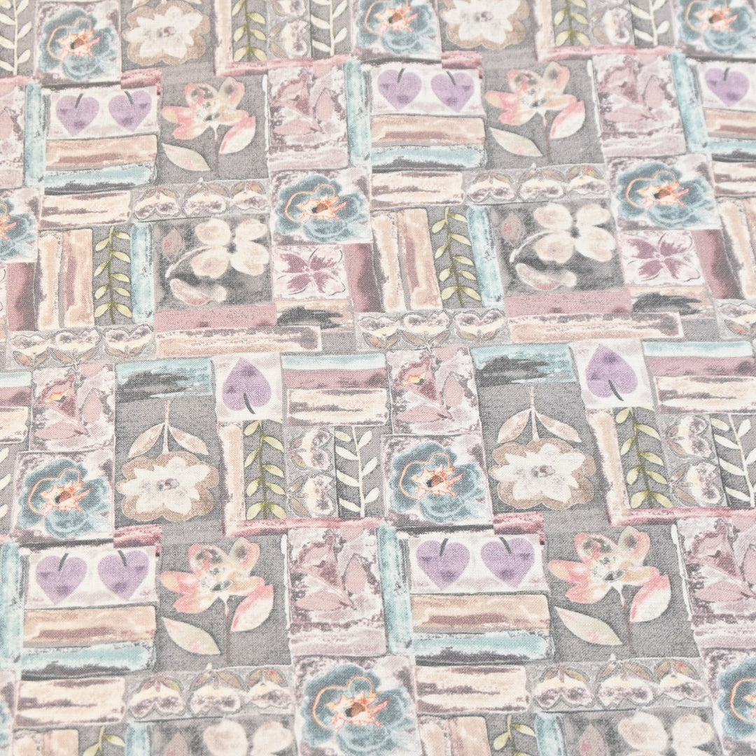 Multicolor Cotton Linen Digital Print Fabric- Soft Breathable Designer Fabric-RT0132-2