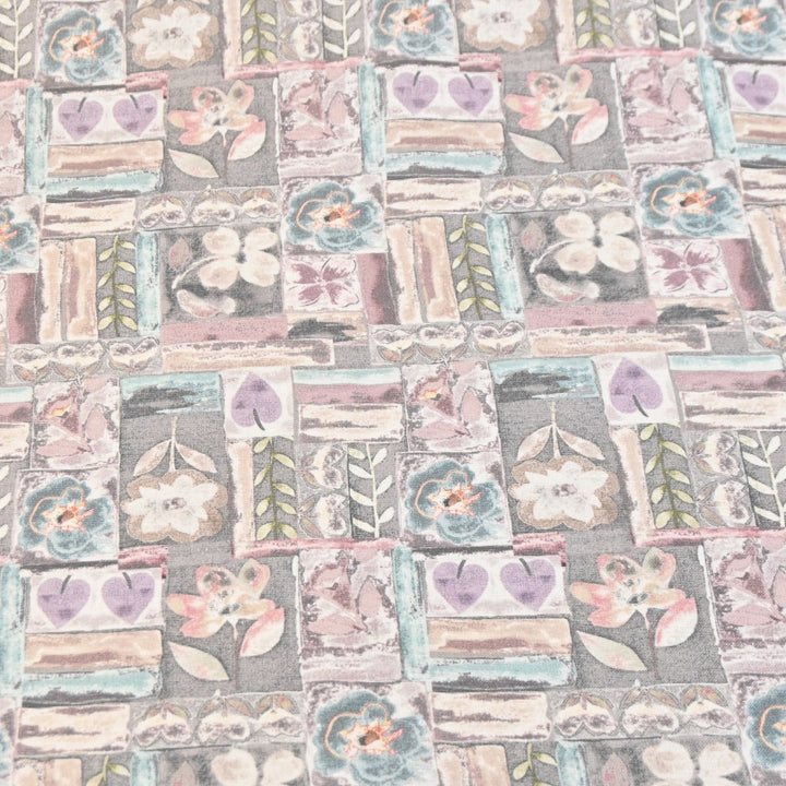 Multicolor Cotton Linen Digital Print Fabric- Soft Breathable Designer Fabric-RT0132-2