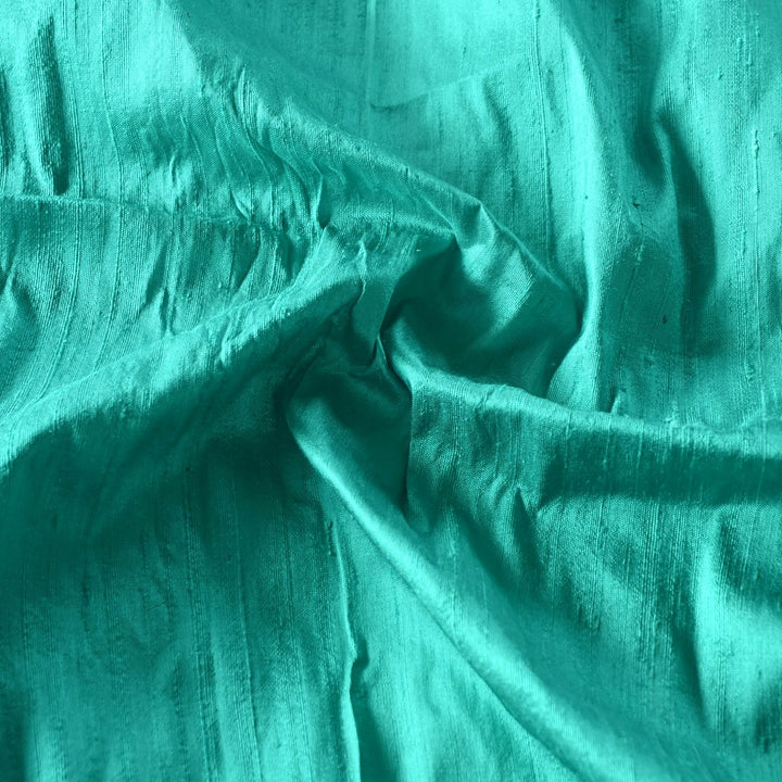 Macaw Blue Green Colour  100gm Pure Raw Silk Fabrics