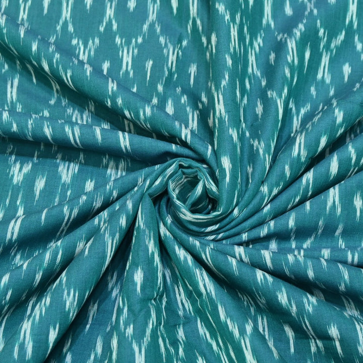 Greenish Blue Pure Ikkat Print Fabric-VH0065-10