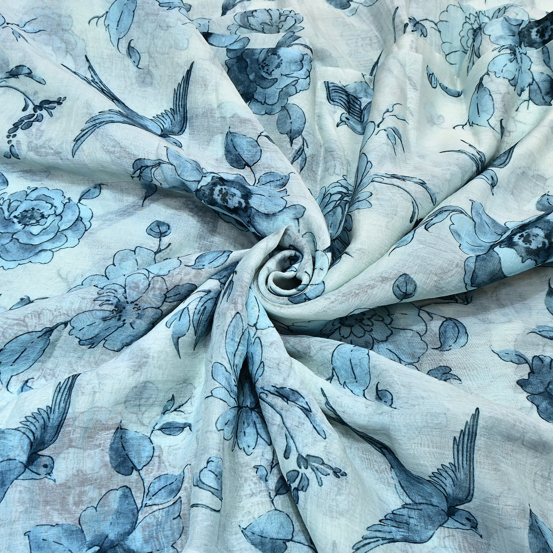 Mul Chanderi Digital Print Fabric - Soft Lightweight Designer Fabric GT0185-1I