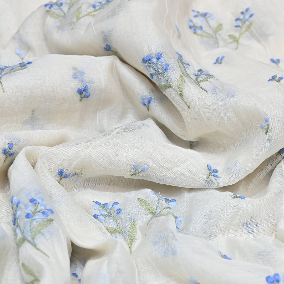 Dyeable Mul Chanderi Thread Embroidery Fabric – Soft Summer Designer Fabric-MF8212-1