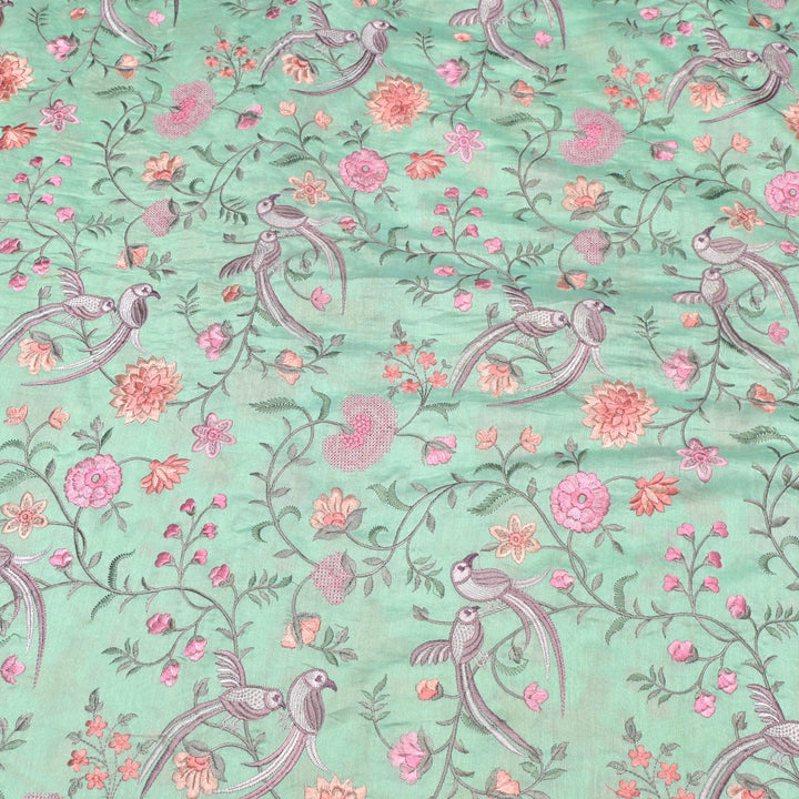 Silk Chanderi Multi Thread Embroidery Fabrics