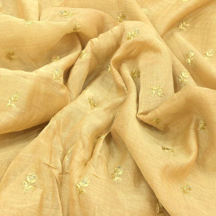 Dyed Cotton Chanderi Foil Embroidery Fabric