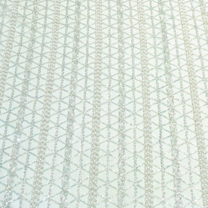 Imported Net Cutdana Pearls With Sequins Handwork Embroidery Fabrics