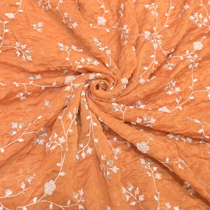 Premium Cotton Chanderi Moti Sequins Embroidery Fabric