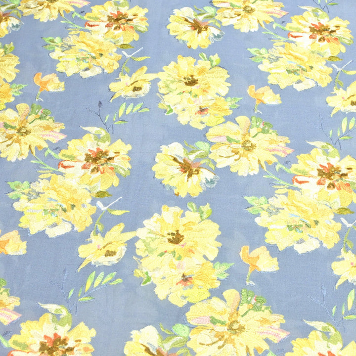 Moss Cotton Position Print With Thread Embroidery Fabrics