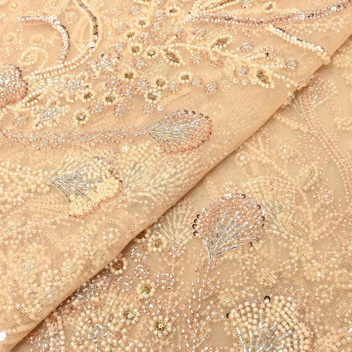 Beautiful Designer Hand Work Cut Dana With Sequins Heavy Embroidery Fabric