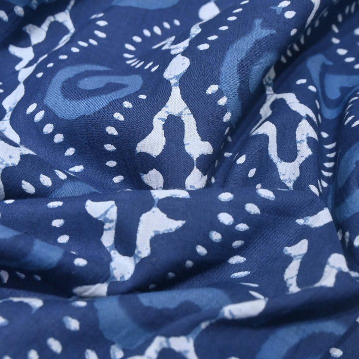 Indigo Blue Cotton Printed Fabric
